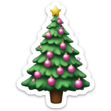 Christmas tree with pink decorations  sticker