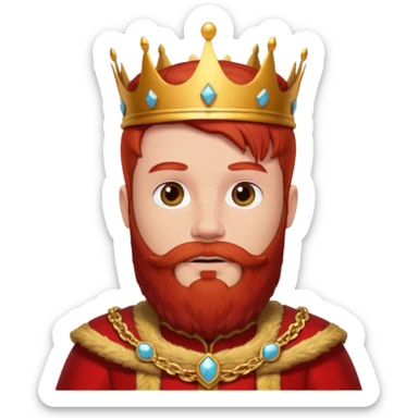 bearded  king  red outfit red hair without crown sticker