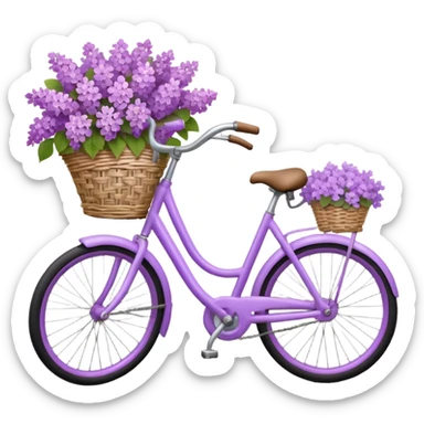 lilac bicycle with lilac flower basket sticker
