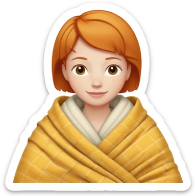 ginger woman short hair bed cuddle blanket  sticker