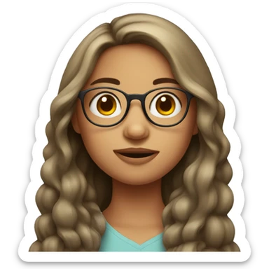 Girl with long hair, eyeglasses and mole in the upper right lip sticker