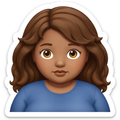 chubby girl with dusky skin tone and wavy hairs sticker