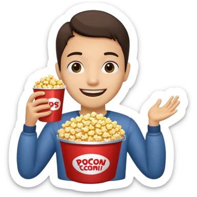 a hiịab holding a bucket of popcorn sticker