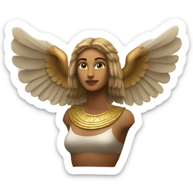 An emoji representing a greek sphinx (not egyptian) with wings of an eagle and face of a woman sticker