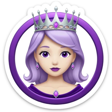 Purple shadow rose silver circle plaque with silver tiara sticker