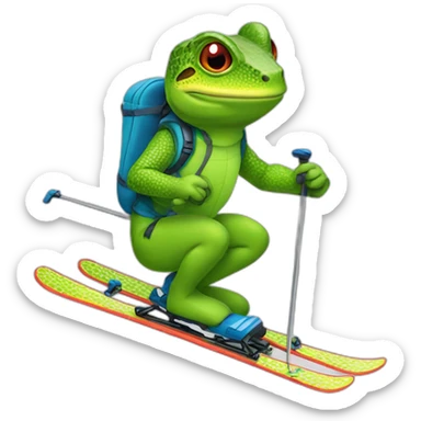 Lezard en train de skier sticker