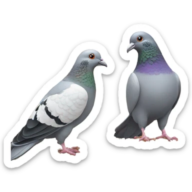 pigeons picking grain feed  sticker