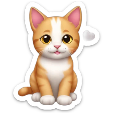 Cute kitten with lots of hearts around it sticker