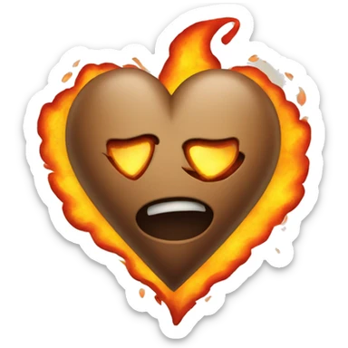 broken heart in fire sticker
