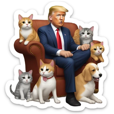 Donald trump with cat and dogs sticker