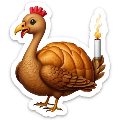 a headless turkey smoking a cigarette sticker