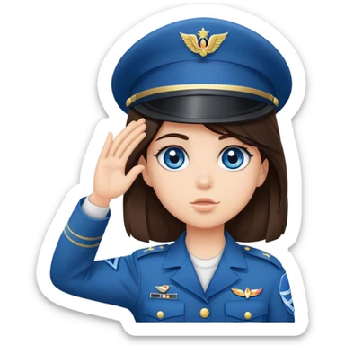 little brunette blue eye girl soldier salute sticker