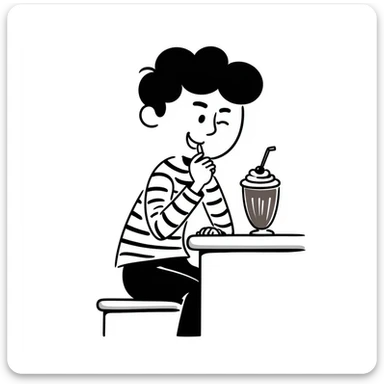 Add whipped cream on top of the chocolate milkshake, keep the hand-drawn doodle style. sticker