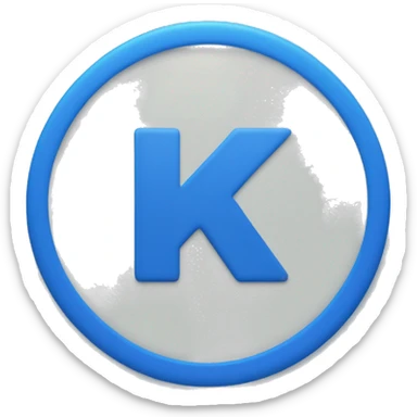 Create a circle with capital k letter in blue colour  sticker