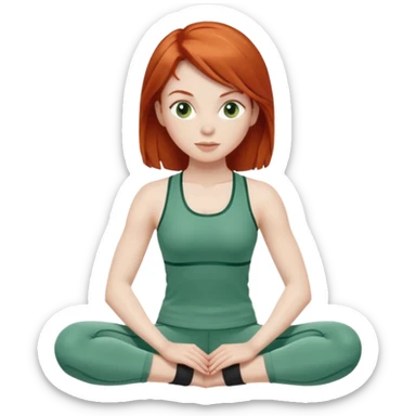pilates girl whit redhead whit green olvide sports set sticker