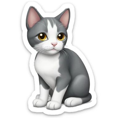 grey and white tuxedo cat sticker