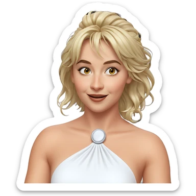 smiling girl in white dress sticker