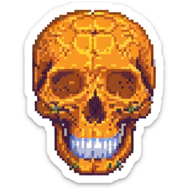 orange skull sticker