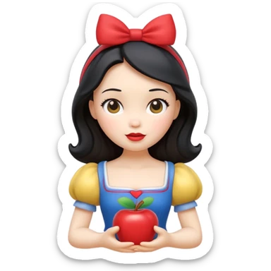 Isolated, detaile illustration of the most incredibly adorable modern snow white
figurine imaginable, toy style. sticker
