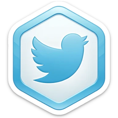 Twitter verification checkmark badge, light blue irregular octagon with white checkmark sticker