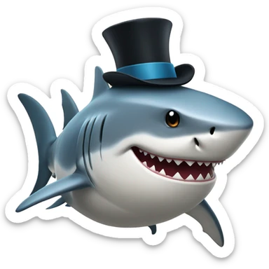 Shark with a top hat sticker