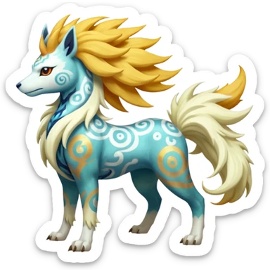 Tropical Tiny Marked Patterned Tribal Shiny Albino Painted Oriental Asian Patterned Tropical Exotic Toxic Suicune-Solgaleo-Rapidash-Arcanine-Absol-fusion-hybrid-creature (full body) sticker
