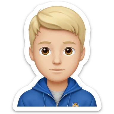 college boy with college blue jacket sticker