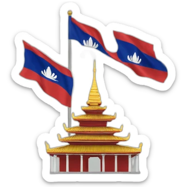 cambodgian temple with a cambodgian flag sticker