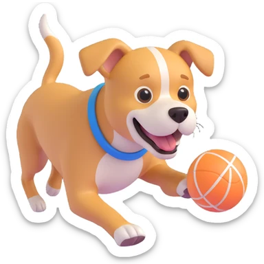 dog chasing ball in forrest, close up pose sticker