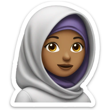 Hijab girl wearing hoodie with lashes sticker