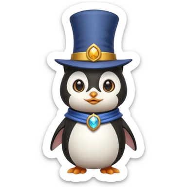 Combine a cat with a top hat in the wizard penguin sticker