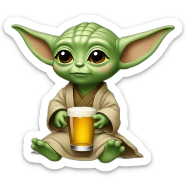 Bébé Yoda qui boit une bière sticker