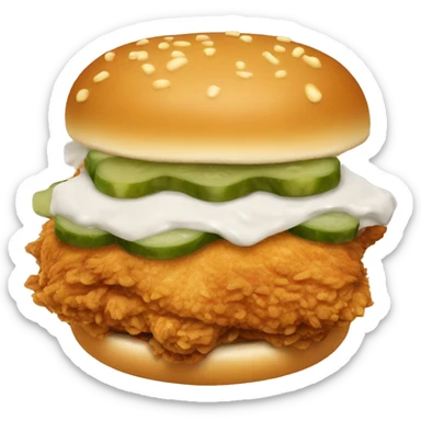 Crispy chicken sandwich with pickles and mayonnaise  sticker