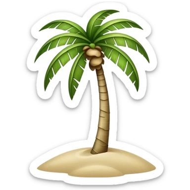 generate realistic detailed palm tree in 3d style with sand  sticker