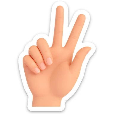 Change the hand color to a light beige skin tone, keep the back of the hand visible, only ring and index fingers raised, middle finger bent, no background, style consistent with the original image. sticker