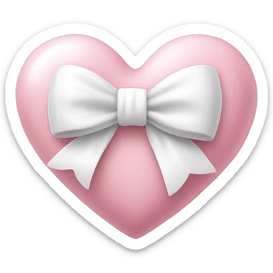 Pastel pink heart with white bow sticker