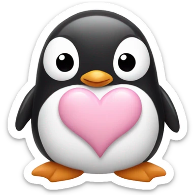 Penguin with light pink hearts sticker