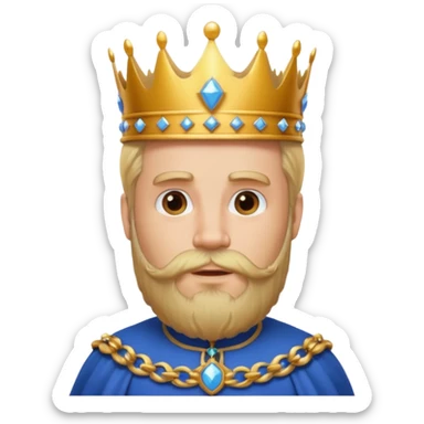 bearded king with crown and blue outfit blonde hair sticker