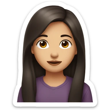 Girl with long dark brown hair kissing a person with ear-length dark brown hair sticker