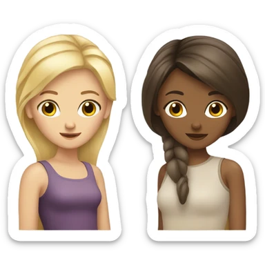 A blonde girl and brunette girl sticker