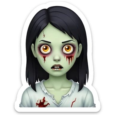 girl zombie with black jair  sticker