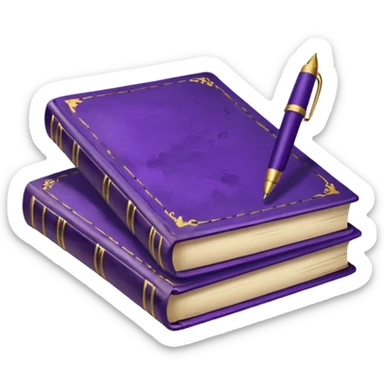 purple studying books with pen scattered sticker
