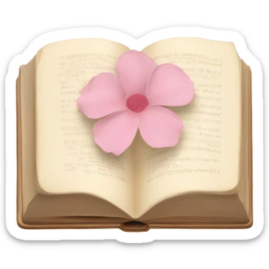 Beige Open book with light pink flower inside sticker