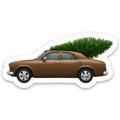 a brown car carries a beautiful Christmas tree sticker