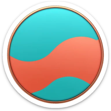 
One  Rotate 55 degree  coin color in in gradient of turquoise, blue, pink, purple, and coral 3d sticker