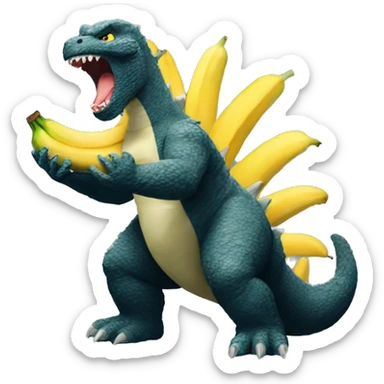 Godzilla eating a banana sticker