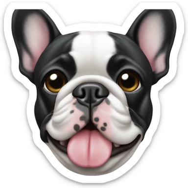 Black and white French bulldog with one eye  sticker