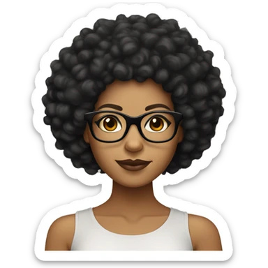 Tan skin woman with black curly Afro hair And Balck square glasses  sticker