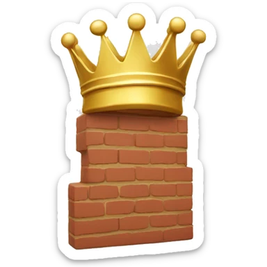 a brick with gold crown sticker