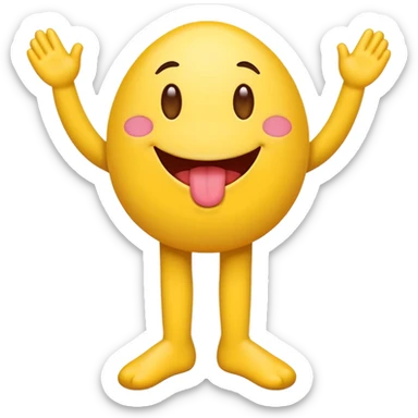 Emoji sticking their tongue out with legs crisscrossed  sticker